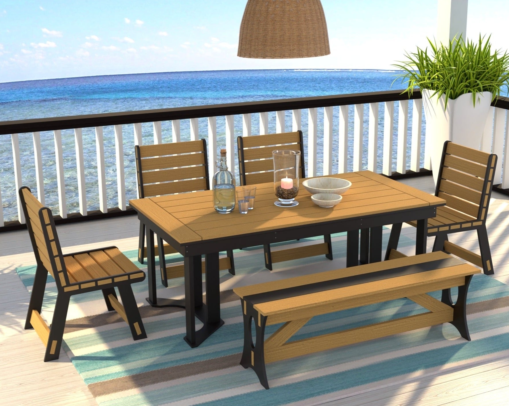 Dockside Dining Set with Bench